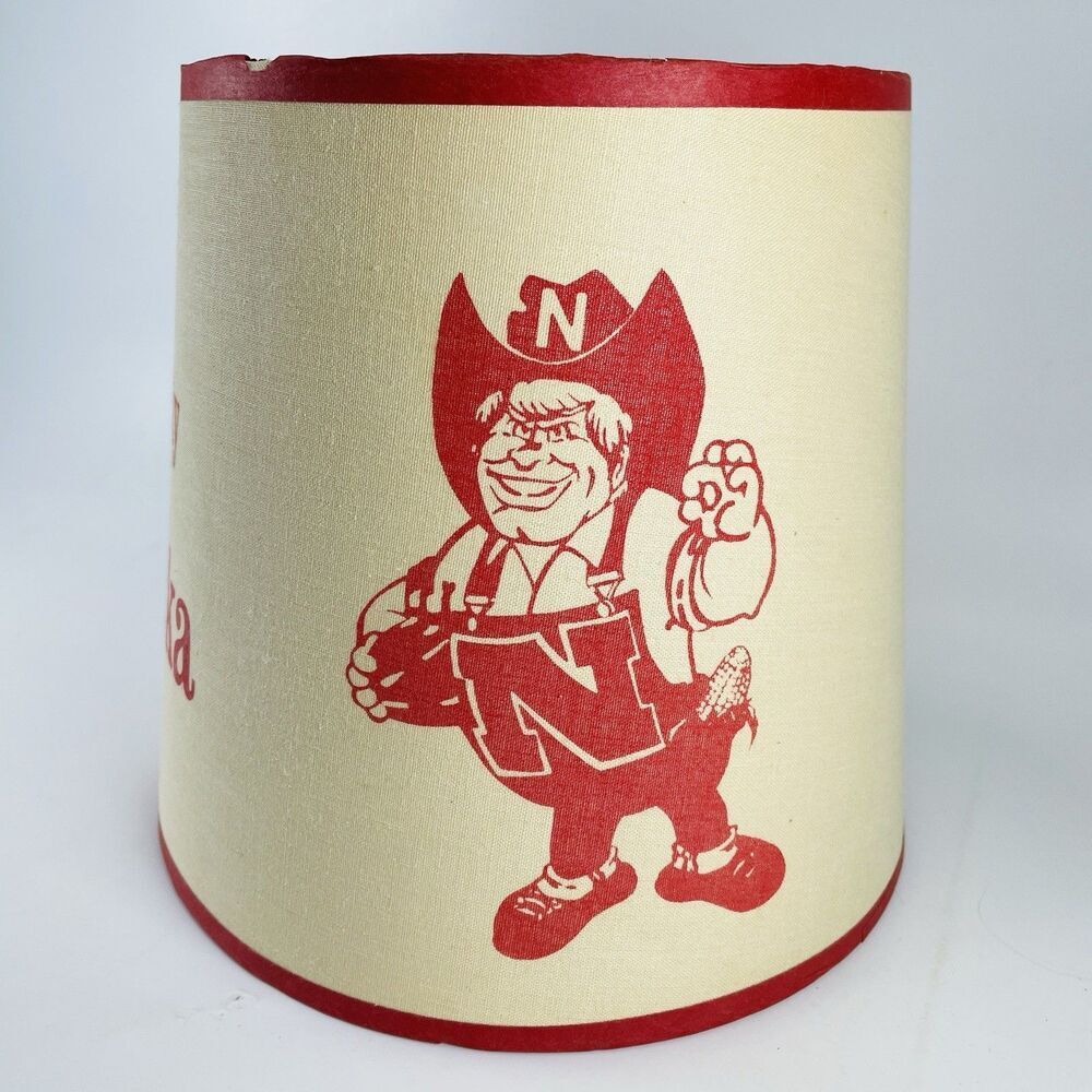 VTG Nebraska Cornhuskers Herbie Husker Lamp Shade Paper Sports Decor Football